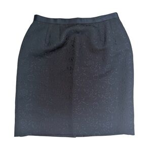 Vintage Black Floral Pencil Skirt - Size 14
